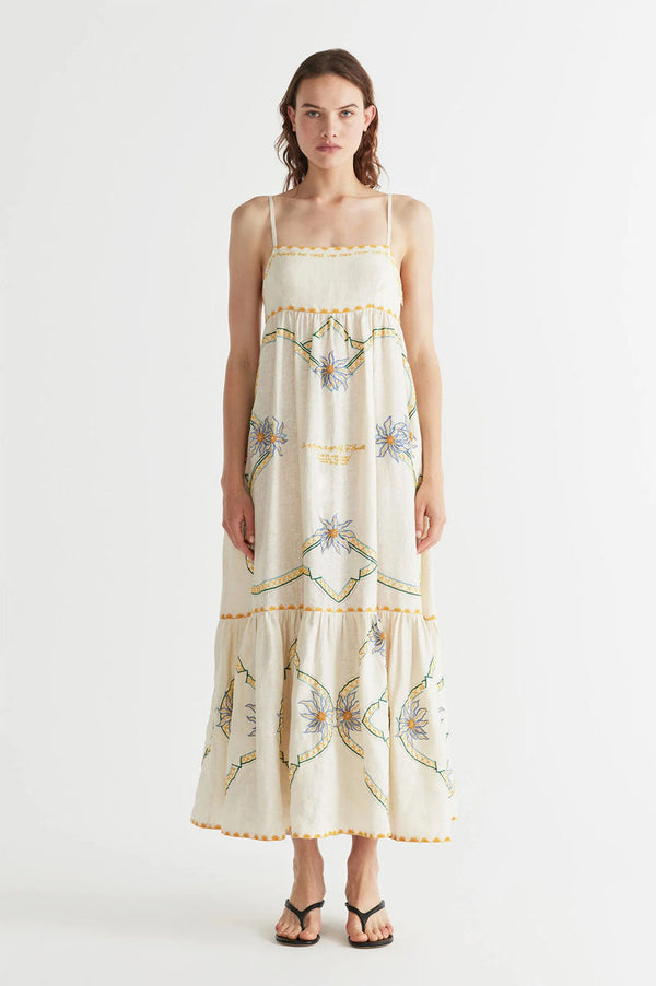 ANTIPODEAN Flower Seeker Sundress - Ivory Sz10
