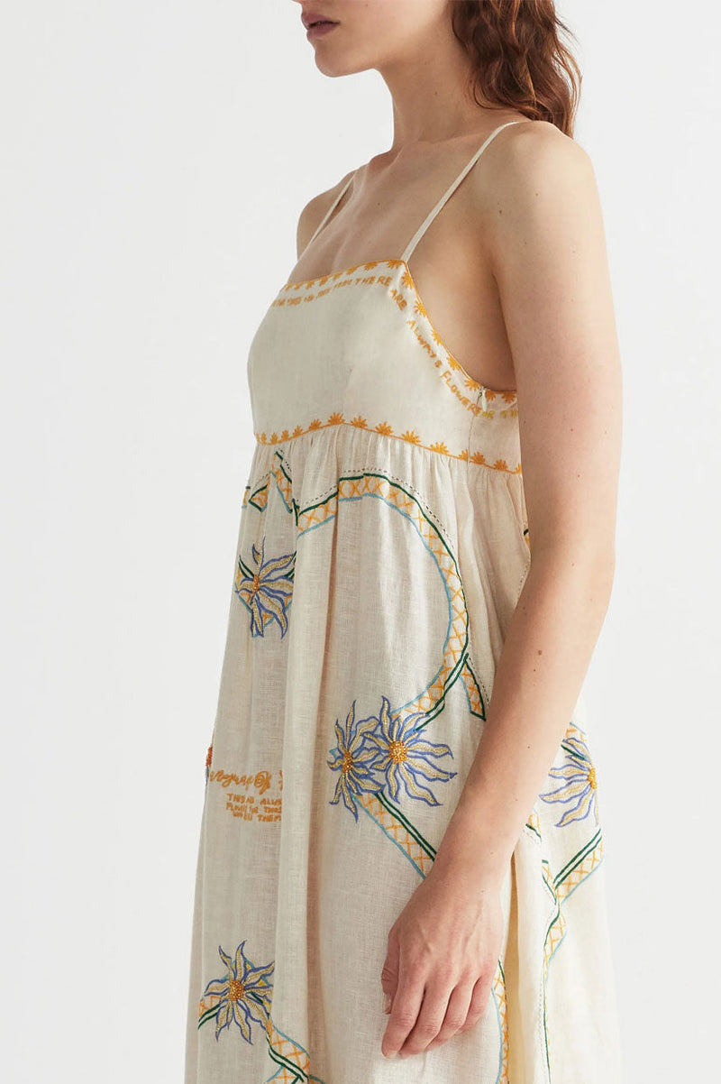 ANTIPODEAN Flower Seeker Sundress - Ivory Sz10