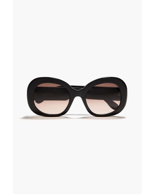 GANNI Round Frame Sunglasses - Black