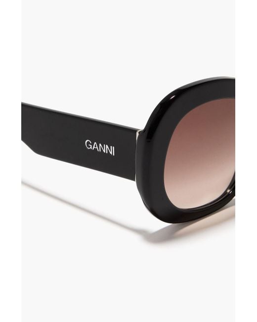 GANNI Round Frame Sunglasses - Black