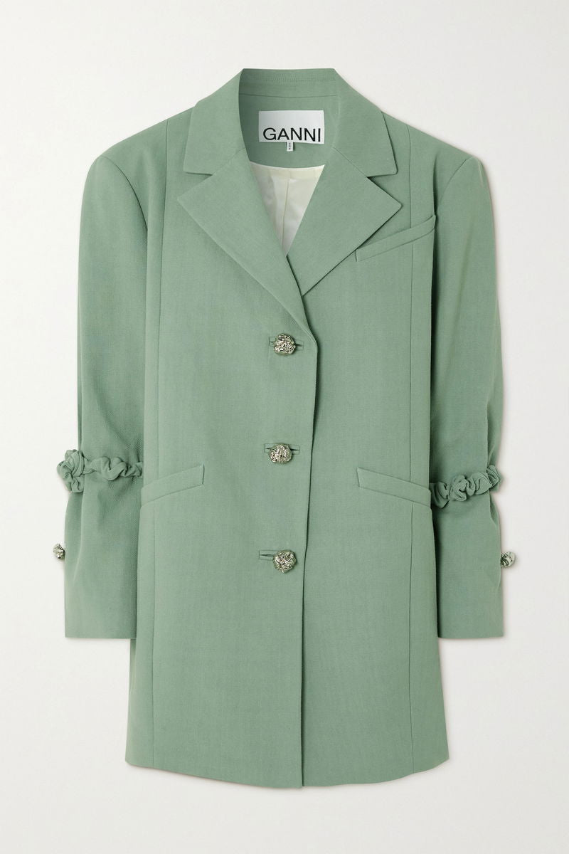 GANNI Organic Cotton Blazer - Green Bay SzS/M