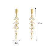 BEAUTIFUL EARTH Gold & CZ Leaf Drop Earrings