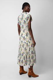 ZADIG & VOLTAIRE Razy Floral Print Midi Dress - Soft Bouquet SzS