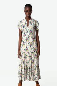 ZADIG & VOLTAIRE Razy Floral Print Midi Dress - Soft Bouquet SzS