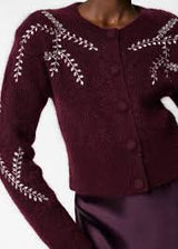 & OTHER STORIES Embroidered Mohair & Wool Cardigan - Maroon SzM