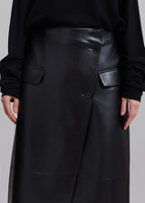 THE FRANKIE SHOP Nan Faux Leather Cross Maxi Skirt - Black SzM