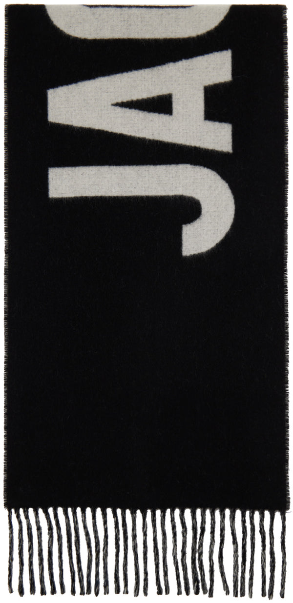 JACQUEMUS Logo Virgin Wool Scarf - Black