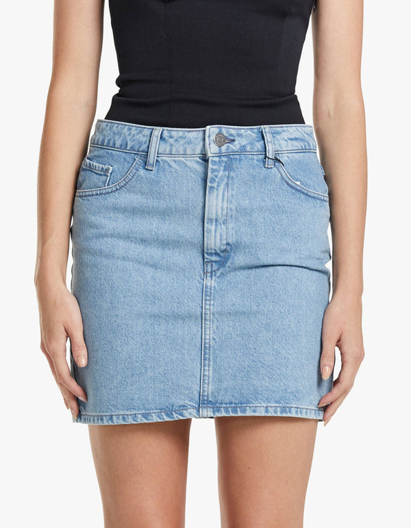 GESTUZ  Leia Mini Skirt - Washed Blue Sz36 NZS