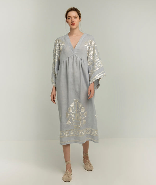 GREEK ARCHAIC KORI Kaftan Dress - Light Grey SzS