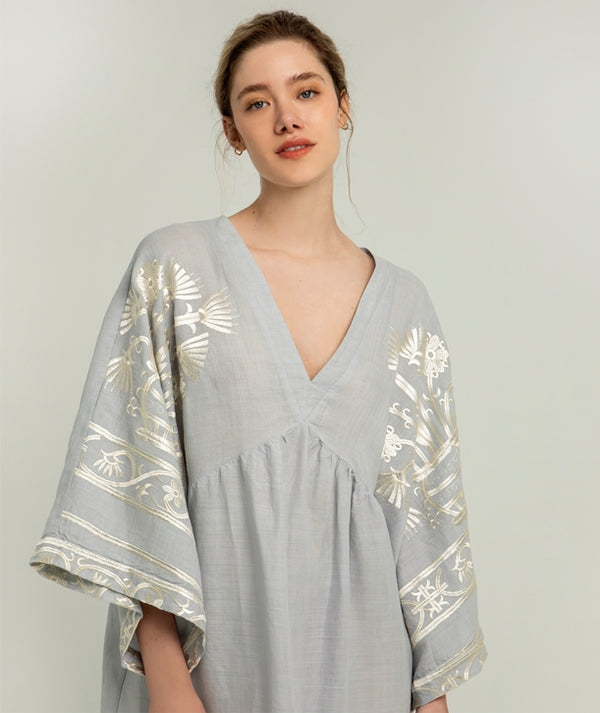 GREEK ARCHAIC KORI Kaftan Dress - Light Grey SzS