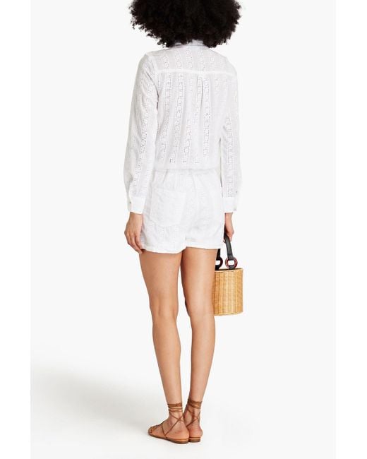 MELISSA ODABASH Broderie Anglaise Cotton Playsuit - SzM