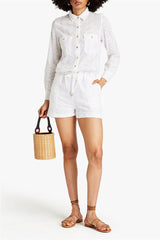 MELISSA ODABASH Broderie Anglaise Cotton Playsuit - SzM
