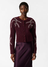 & OTHER STORIES Embroidered Mohair & Wool Cardigan - Maroon SzM