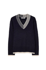 NA-KD Oversize V-Neck Sweater - Navy SzM