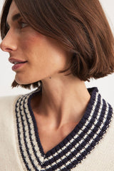 NA-KD Oversize V-Neck Sweater -Offwhite