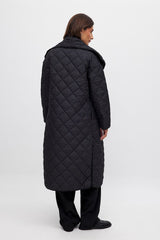 NA-KD Quilted Long Coat - Black