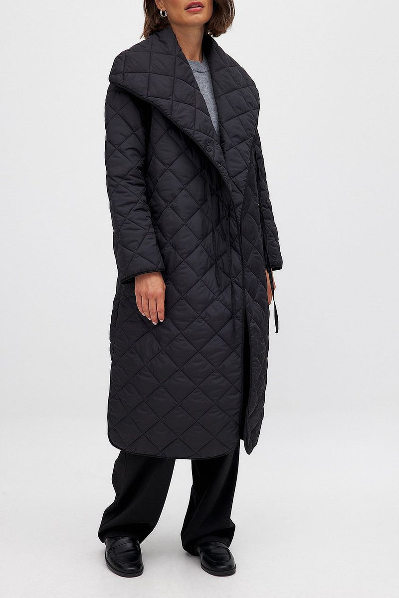 NA-KD Quilted Long Coat - Black
