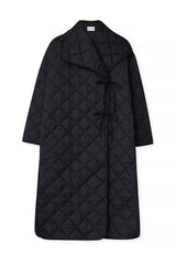 NA-KD Quilted Long Coat - Black