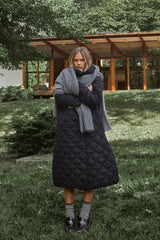 NA-KD Quilted Long Coat - Black