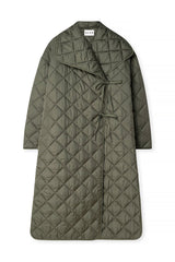 NA-KD Quilted Long Coat - Dark Green