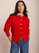MINT VELVET Knitted Wool Blend Cardigan - Red SzM