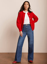 MINT VELVET Knitted Wool Blend Cardigan - Red SzM
