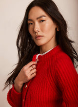 MINT VELVET Knitted Wool Blend Cardigan - Red SzM