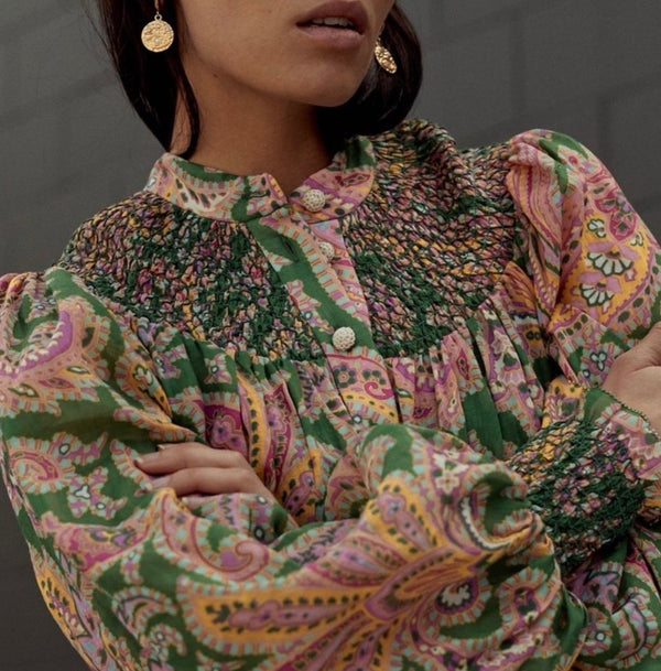 ZIMMERMANN Teddy Smocked Blouse Sz4 NZ 16