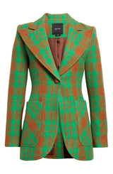 SMYTHE Patch Pocket Birkin Blazer - Kelly Green Plaid Sz4 NZ8