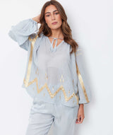 GREEK ARCHAIC KORI Embroidered Blouse - Grey