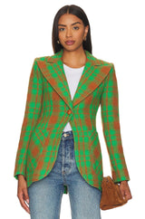 SMYTHE Patch Pocket Birkin Blazer - Kelly Green Plaid Sz4 NZ8