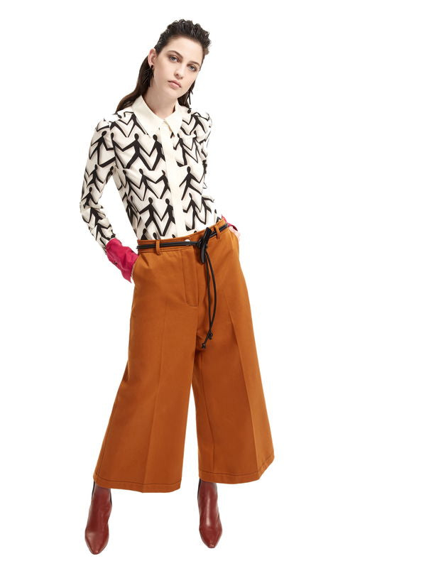 SPORTMAX Stick Man Print Silk Blouse -  Sz12