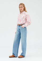 CLAUDIE PIERLOT Stripe Blouse - Red Sz36 NZ8