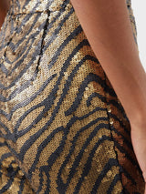 RAEY Tiger Sequin Bootcut Trousers - Gold Sz10