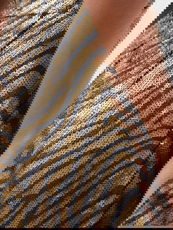 RAEY Tiger Sequin Bootcut Trousers - Gold Sz10