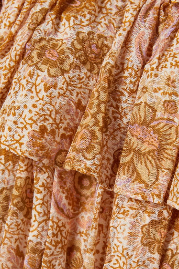 ULLA JOHNSON Shirred Cotton-Blend Blouse - Print US8 NZ12