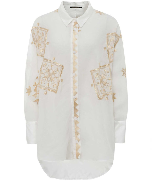 GREEK ARCHAIC KORI Embroidered Lefkada Shirt - White SzS