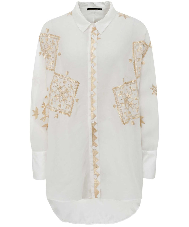 GREEK ARCHAIC KORI Embroidered Lefkada Shirt - White SzS
