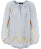 GREEK ARCHAIC KORI Embroidered Blouse - Grey