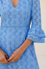 ASPIGA Victoria Cotton Broderie Dress - Blue SzXL