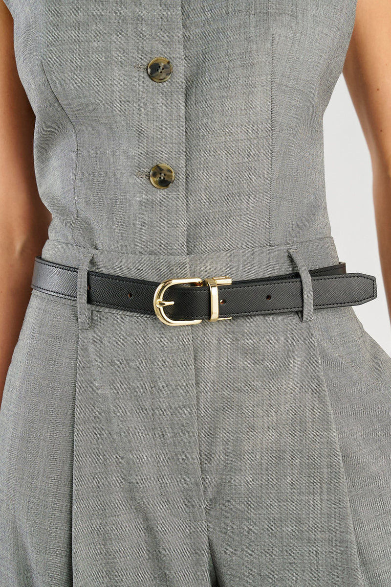 OROTON Inez Reversible Belt - Black/Tan or Navy/Bone