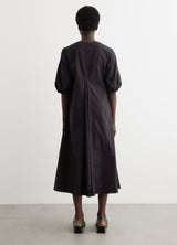 GANNI Cotton Poplin V-Neck Long Dress - Black