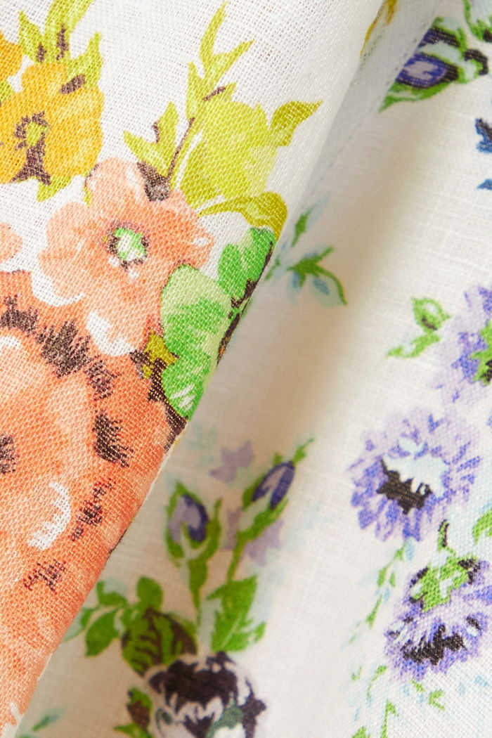 ZIMMERMANN Cropped Organic Linen Blouse - Floral Sz0 NZ8