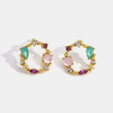 Jade & Pink Crystal Earrings