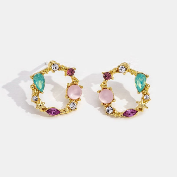 Jade & Pink Crystal Earrings